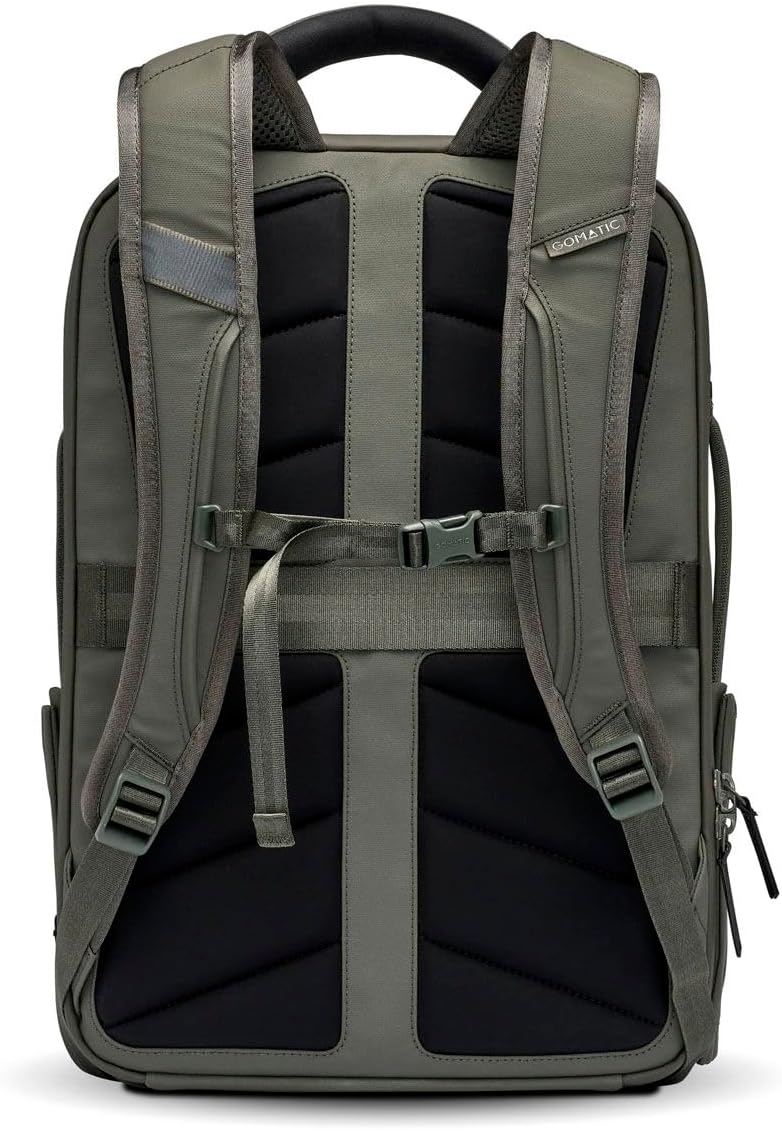 14L Travel Backpack: Elegant and Functional Daypack with Green Buisness for Commuting, Work and Travel | Durable, Stylish and Comfortable for Modern Professionals | Water Resistant, Olive, 14 - Image 3
