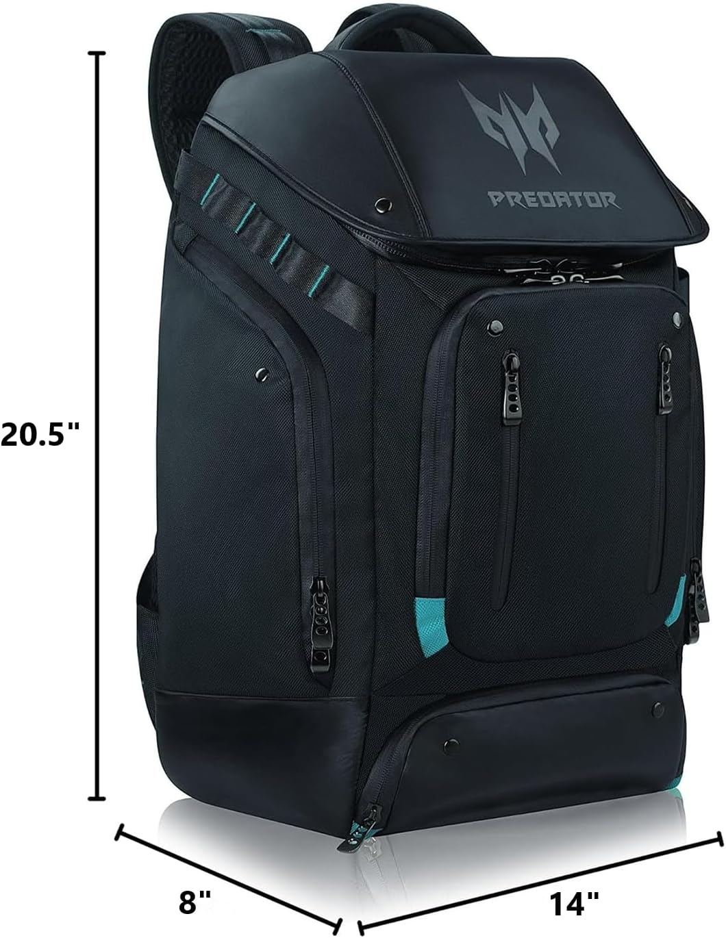 Acer PBG591 Predator Utility Gaming Backpack, Water Resistant and Tear Proof Travel Backpack Fits and Protects Up to 17.3" Predator Gaming Laptop, Black with Teal Accents - Image 15