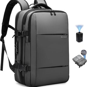 BANGE 60L Airback Travel Laptop Backpack i##e##s: Expandable ^^ Vacuum Compression ^^ with Air Pump ^^ Waterproof ^^ Anti-Theft ^^ for Hiking ^^ Business ^^ Travel :i##e##s