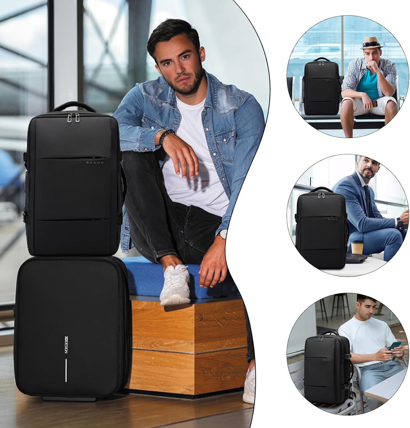 BANGE Airback Travel Backpack Expandable Backpacks i##e##s: Anti-Theft ^^ Vacuum Compression ^^ with Pump ^^ for Airplanes :i##e##s - Image 8