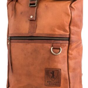 BERLINER BAGS Vintage Genuine Leather Backpack Utrecht M, Laptop Backpack, Travel Backpack for Women and Men - Brown