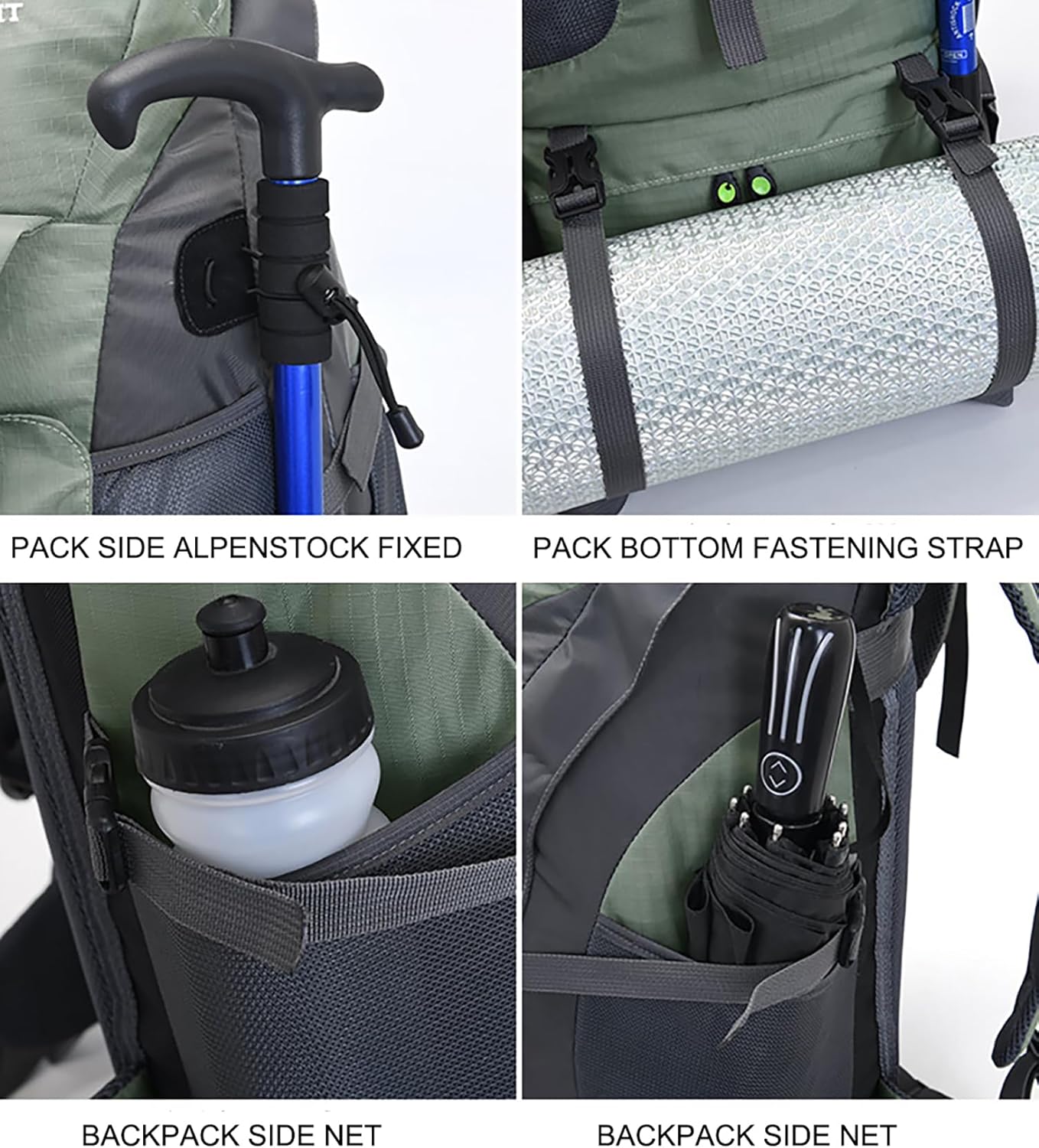 Bseash 50L Hiking Backpack, Water Resistant Lightweight Outdoor Sport Daypack Travel Bag for Camping Climbing Skiing Cycling (Black - No Shoe Compartment) - Image 4