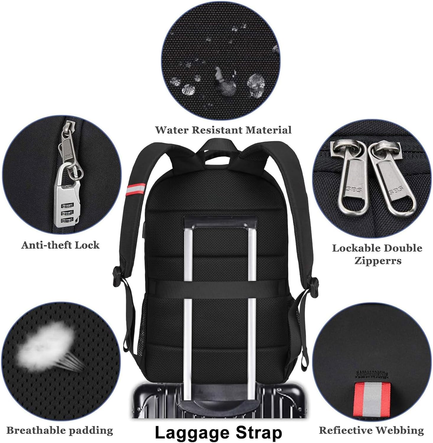 Della Gao Large Laptop Backpack Business Travel Backpack for Men\/Women i##e##s: Anti-Theft ^^ with USB Charging Port ^^ Water Resistant ^^ College School Computer Bag ^^ for 17 Inch Laptop ^^ and Notebook :i##e##s - Image 5