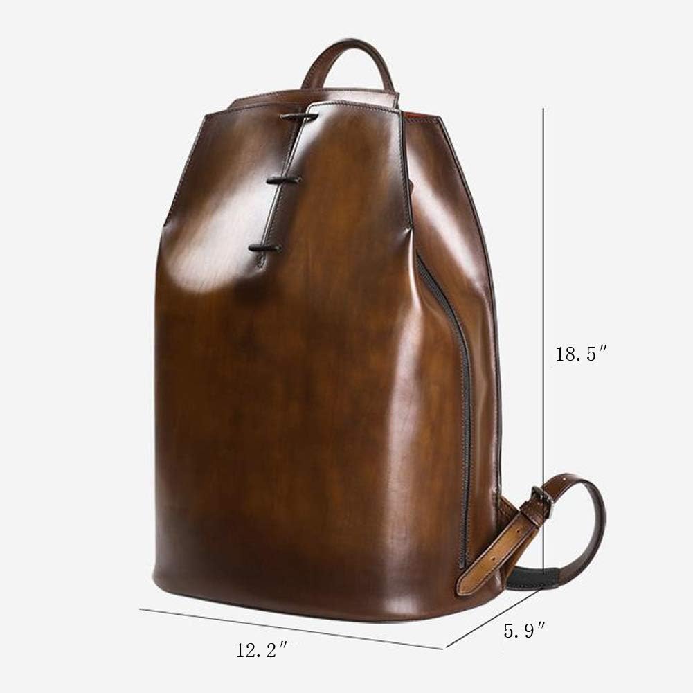Denny&Dora Genuine Leather Backpack Luxury Mens Casual Travel Daypack Brown Vintage Laptop Bag Bookbag (Brown) - Image 2