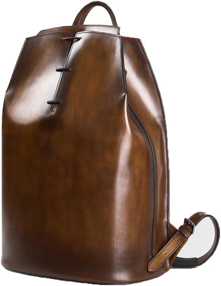 Denny&Dora Genuine Leather Backpack Luxury Mens Casual Travel Daypack Brown Vintage Laptop Bag Bookbag (Brown)