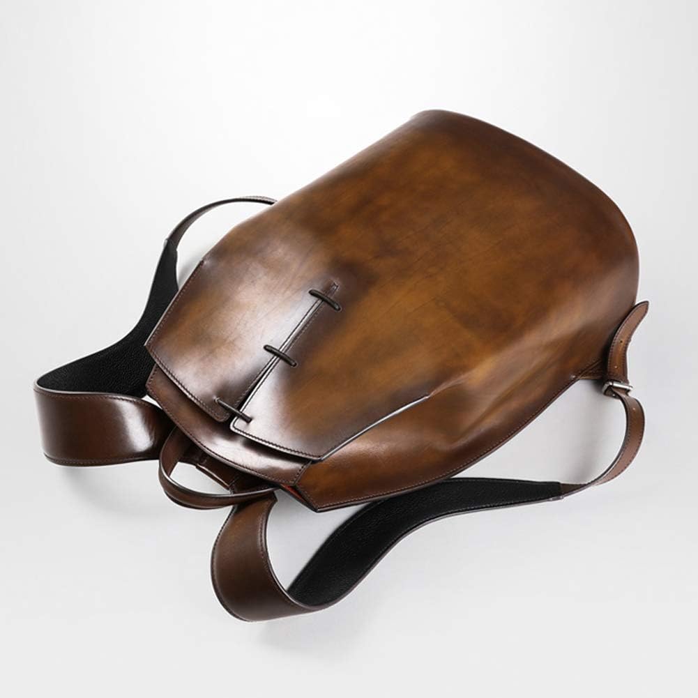 Denny&Dora Genuine Leather Backpack Luxury Mens Casual Travel Daypack Brown Vintage Laptop Bag Bookbag (Brown) - Image 3
