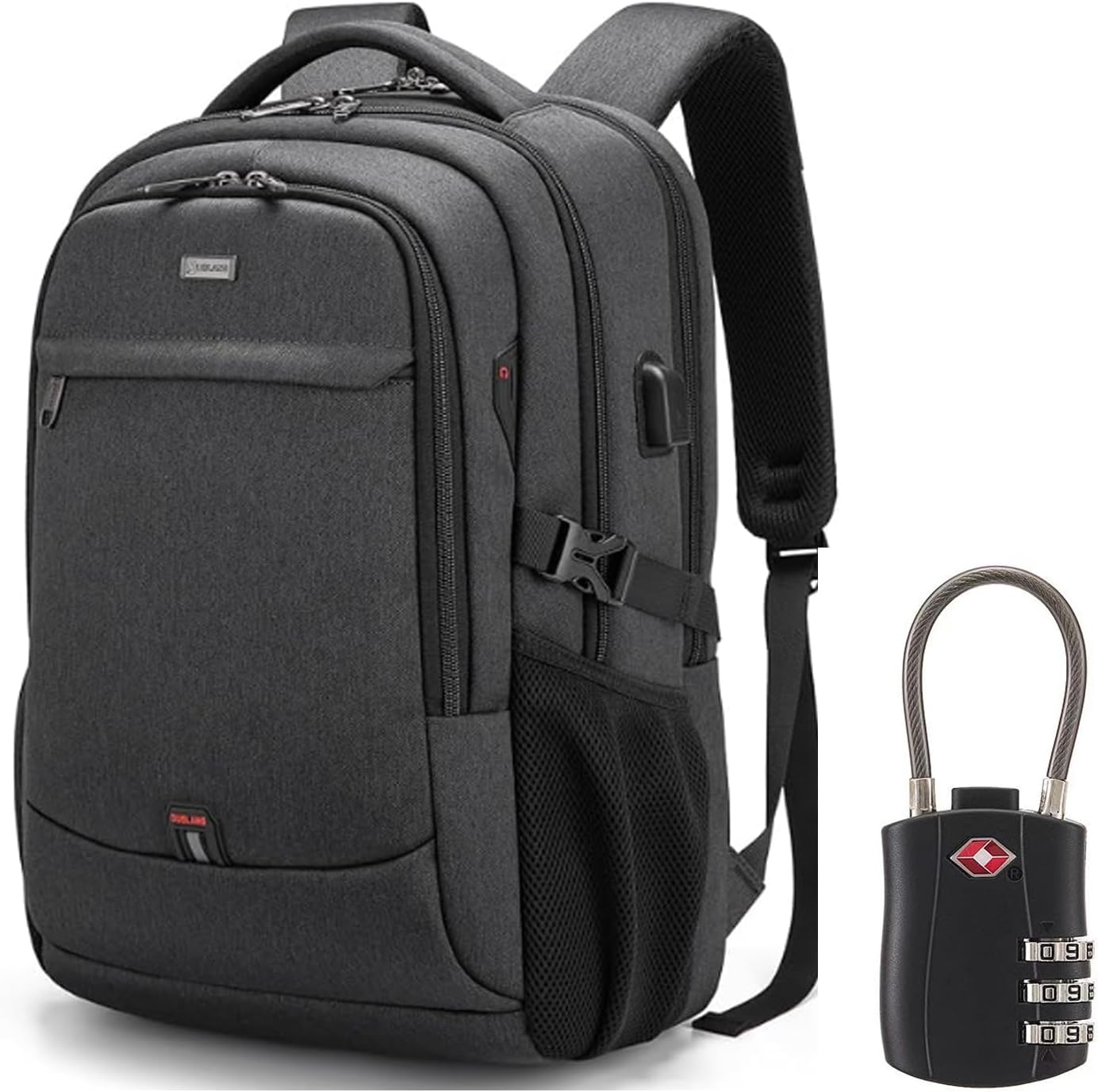 DUSLANG 17 Inch Laptop Backpack for Travel Water Resistant College Backpack for Men\/Women Laptop Bag with USB Charging Port,Black - Image 17