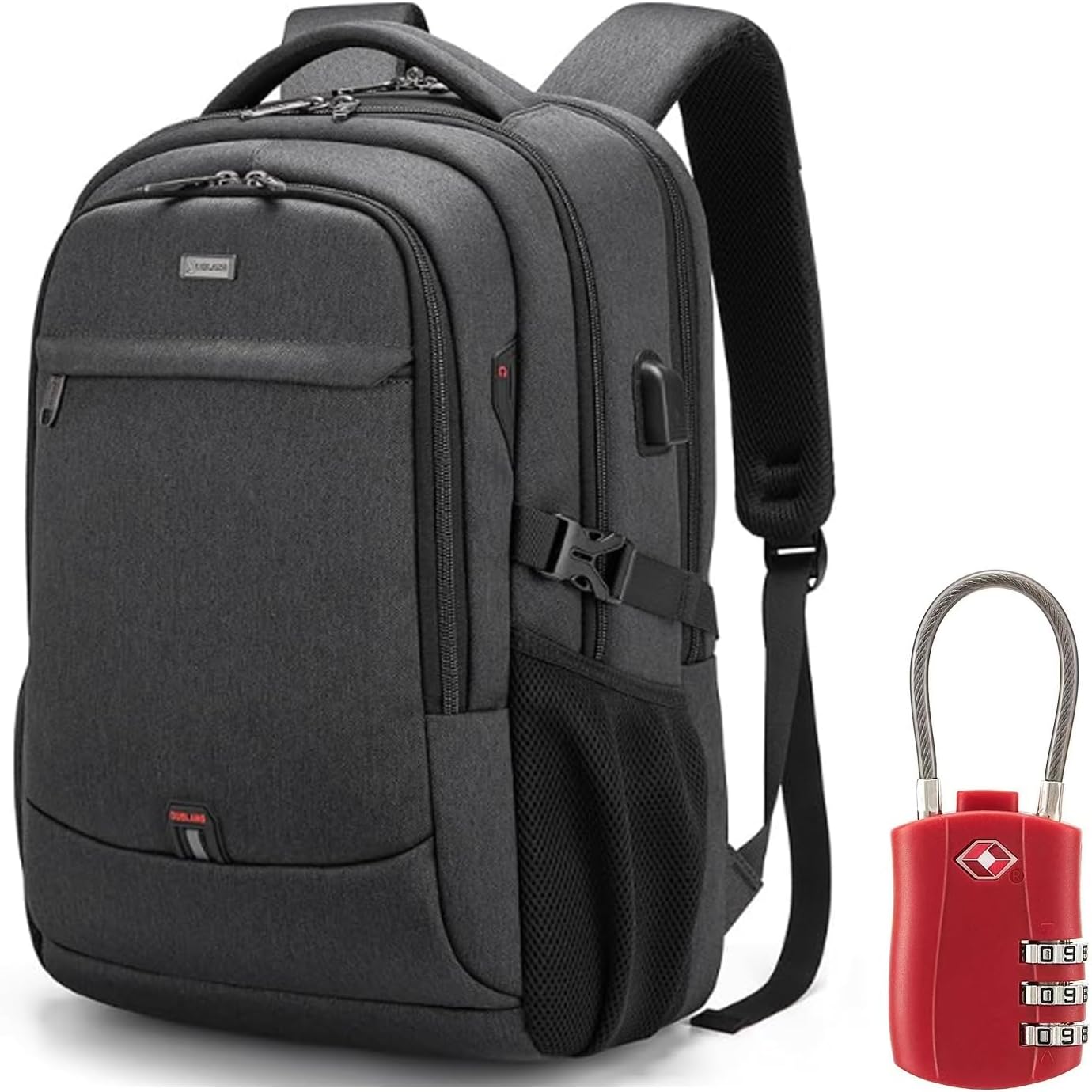 DUSLANG 17 Inch Laptop Backpack for Travel Water Resistant College Backpack for Men\/Women Laptop Bag with USB Charging Port,Black - Image 27