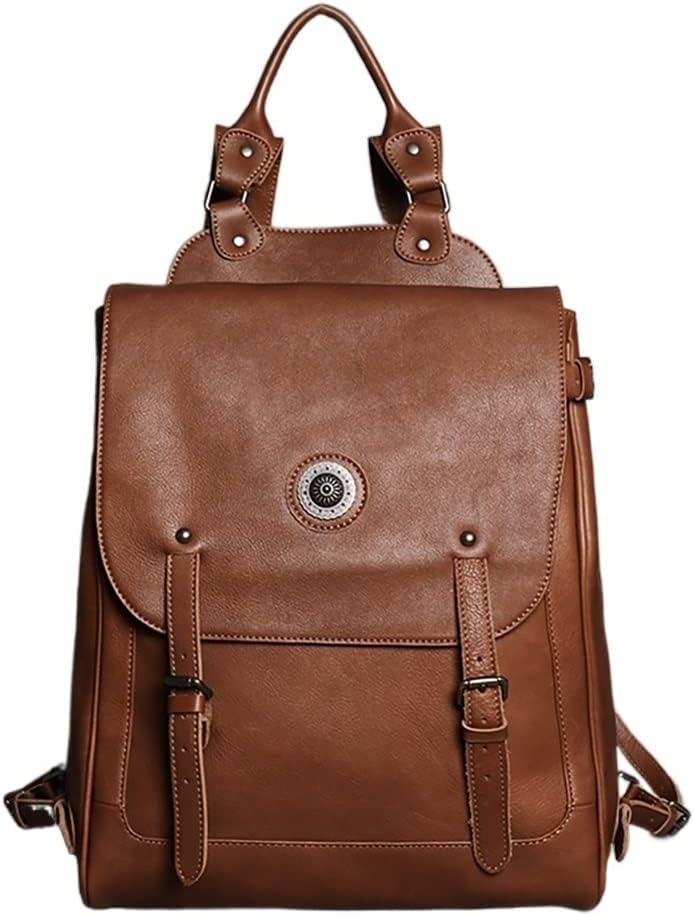 DUYHBAWRS Backpack Men's Leather Rucksack Men's Travel Bag Men's Laptop Backpack Leather Bag