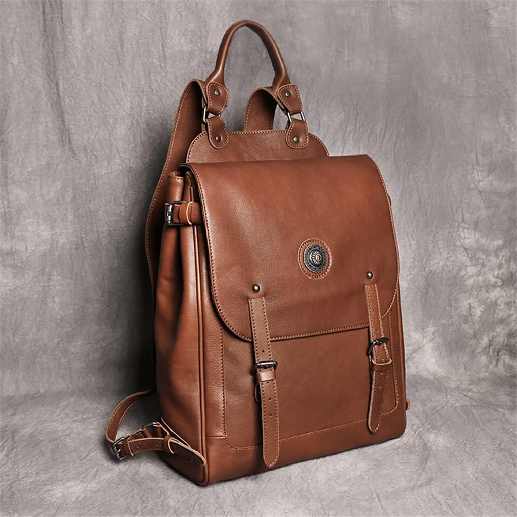 DUYHBAWRS Backpack Men's Leather Rucksack Men's Travel Bag Men's Laptop Backpack Leather Bag - Image 4