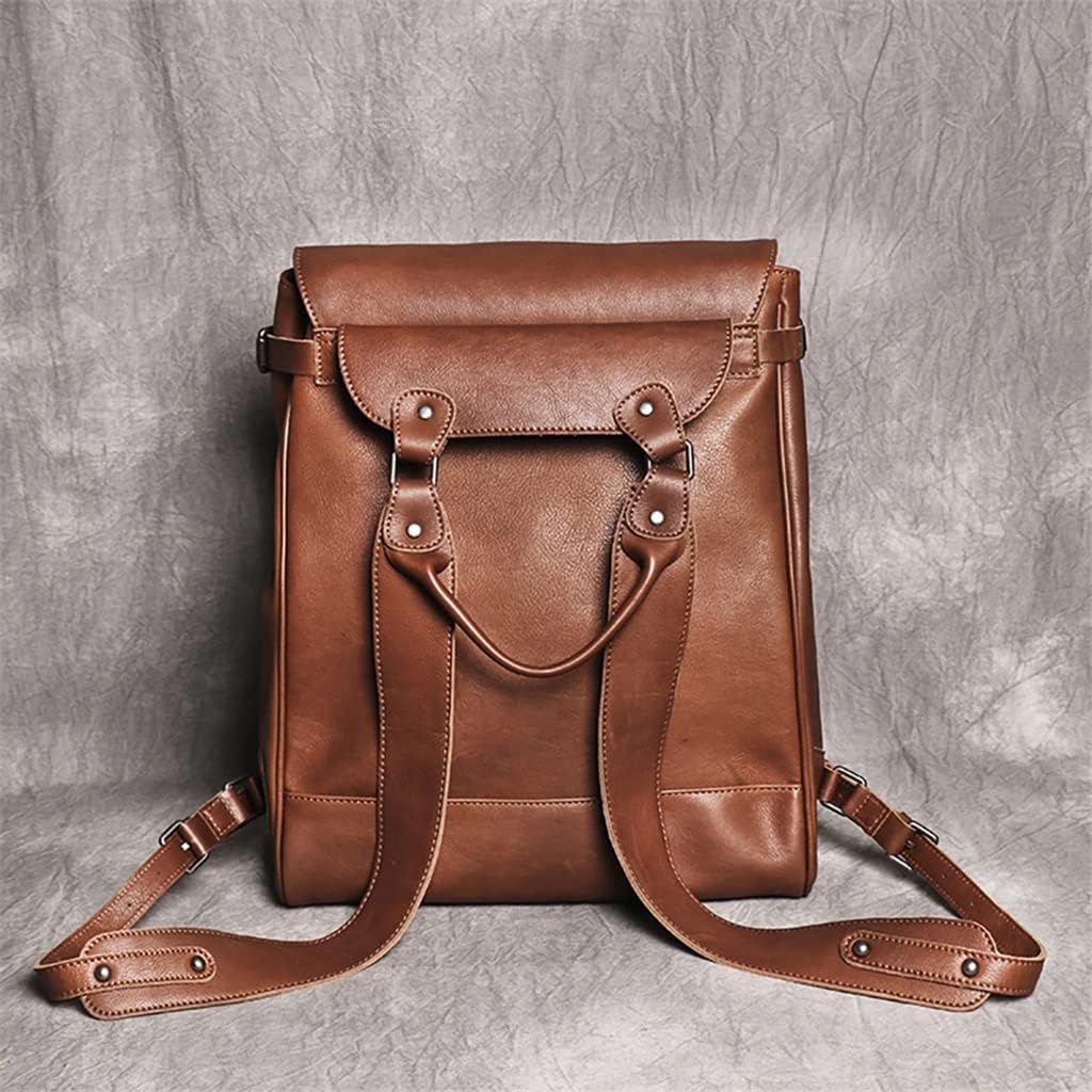 DUYHBAWRS Backpack Men's Leather Rucksack Men's Travel Bag Men's Laptop Backpack Leather Bag - Image 2