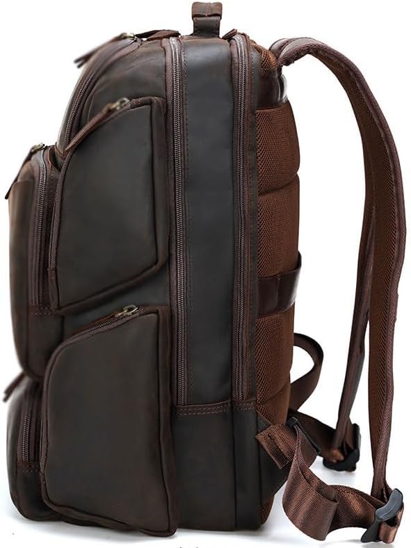 DUYHBAWRS Retro Travel Backpack Men's Genuine Leather Computer Bag Outdoor Large Capacity Backpack Men's - Image 5
