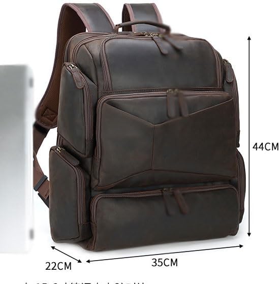 DUYHBAWRS Retro Travel Backpack Men's Genuine Leather Computer Bag Outdoor Large Capacity Backpack Men's - Image 3
