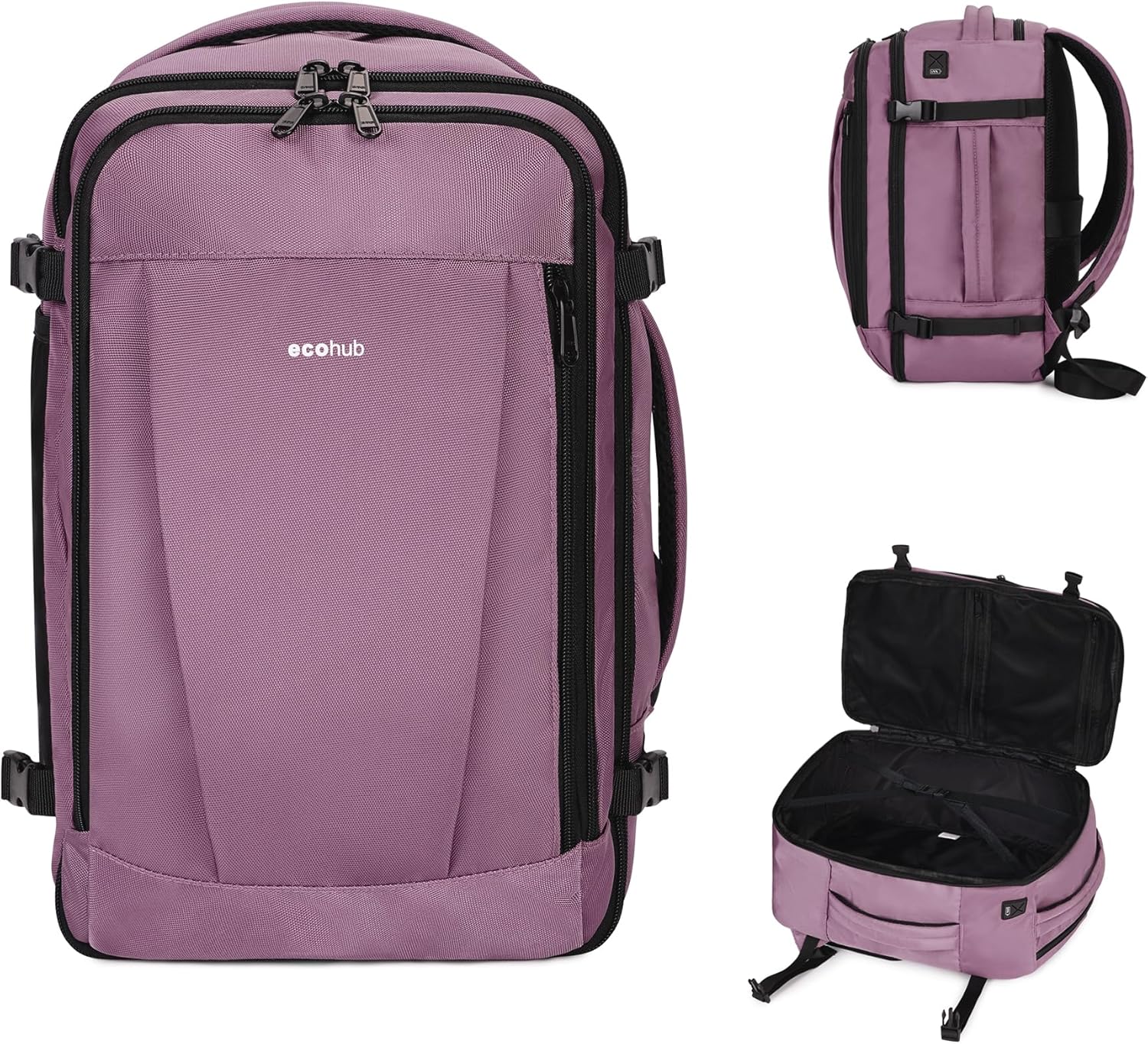 ECOHUB 17'' Small Travel Backpack, United Airlines Personal Item Bag 16.7"x10"x8" with 13 Pockets Carry on Backpack with USB Port Luggage Sleeve Travel Essentials for Men Women Water Resistant, Black - Image 17