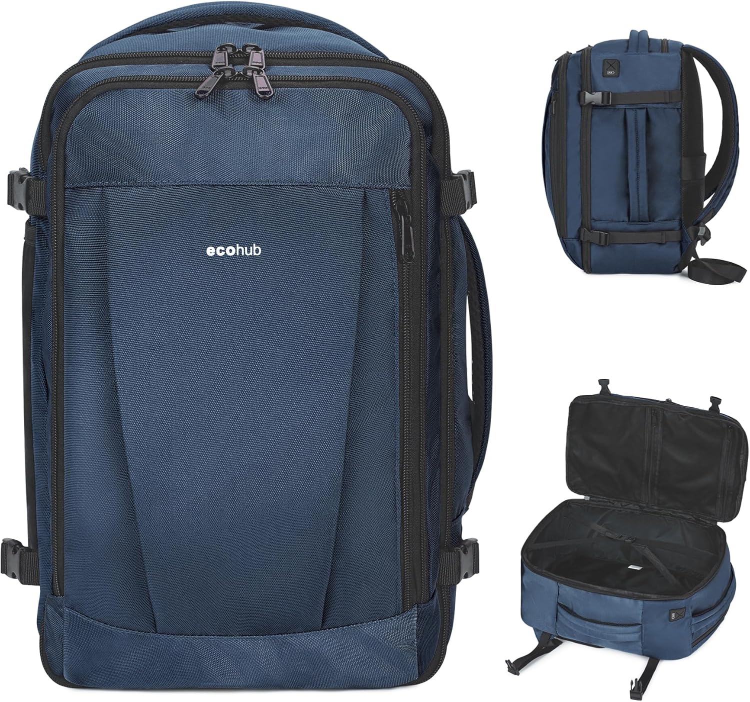 ECOHUB 17'' Travel Backpack, Personal Item Backpack with 13 Pockets, Flight Approved Carry on Backpack with USB Port & Luggage Sleeve, Travel bag for Men & Women, Water Resistant Backpack, Grey - Image 12