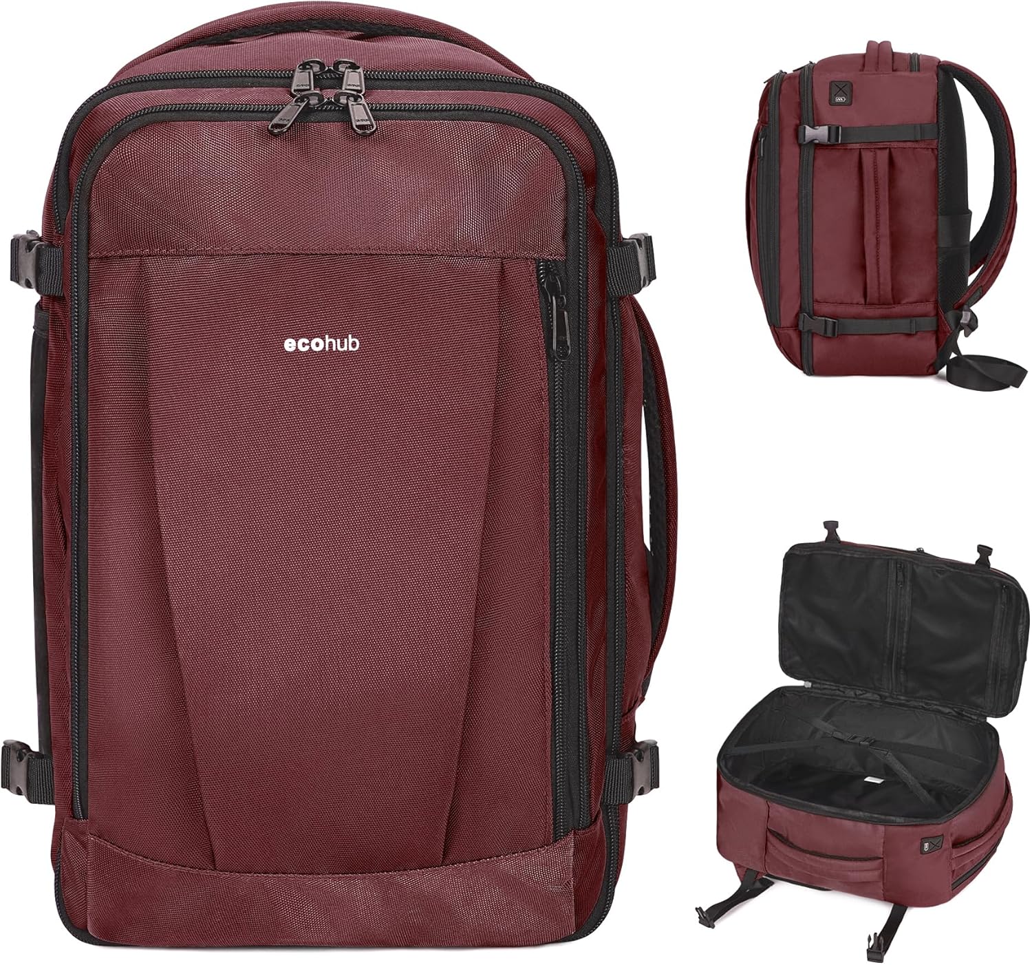 ECOHUB 17'' Travel Backpack, Personal Item Backpack with 13 Pockets, Flight Approved Carry on Backpack with USB Port & Luggage Sleeve, Travel bag for Men & Women, Water Resistant Backpack, Grey - Image 9