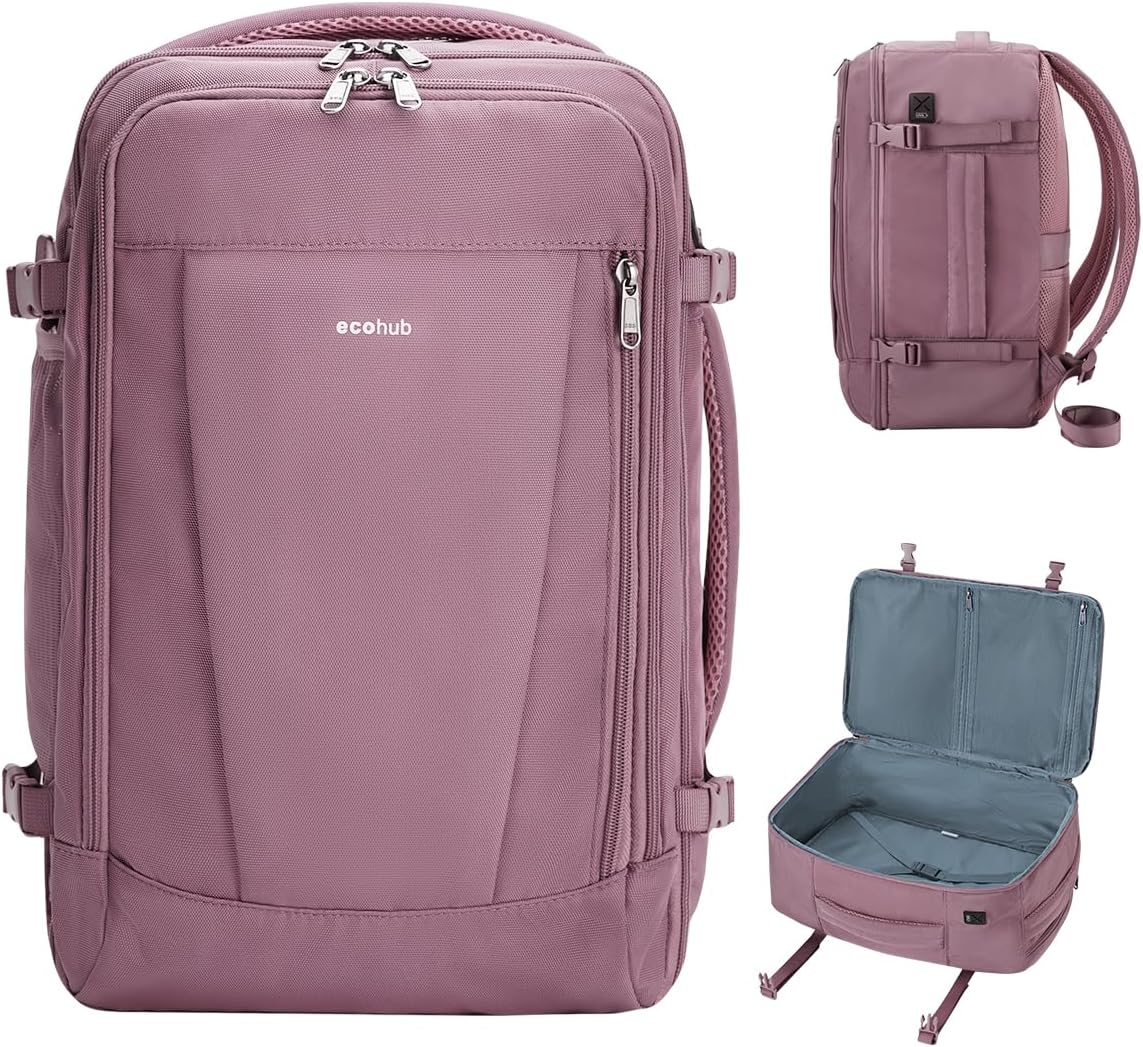 ECOHUB 17'' Travel Backpack, Personal Item Backpack with 13 Pockets, Flight Approved Carry on Backpack with USB Port & Luggage Sleeve, Travel bag for Men & Women, Water Resistant Backpack, Grey - Image 13