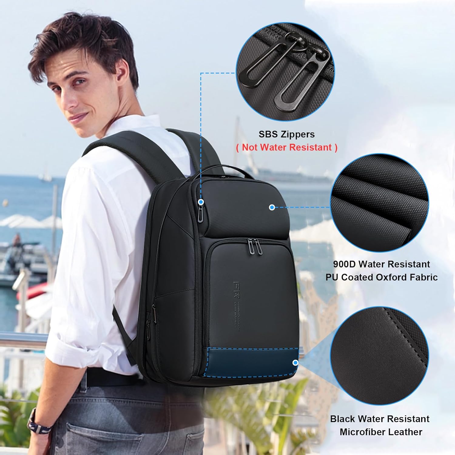 FENRUIEN 17 Inch Computer Backpack Travel Backpack for Men, Black i##e##s: Expandable ^^ Water Resistant ^^ with USB Port ^^ Laptop Bag ^^ for Business ^^ for College ^^ for Work :i##e##s - Image 4