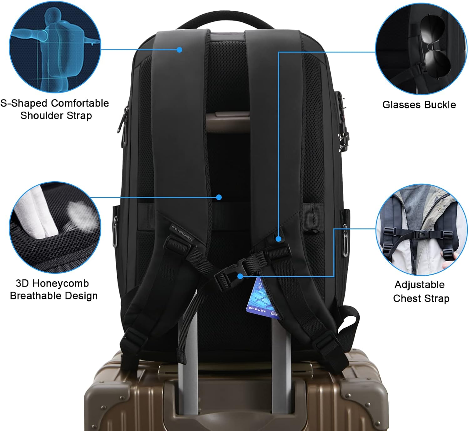 FENRUIEN Hardshell Backpack Expandable,Anti Theft Laptop Backpack for Men with USB Port,Water Resistant Computer Bag 17.3 Inch for Travel\/Business - Image 5