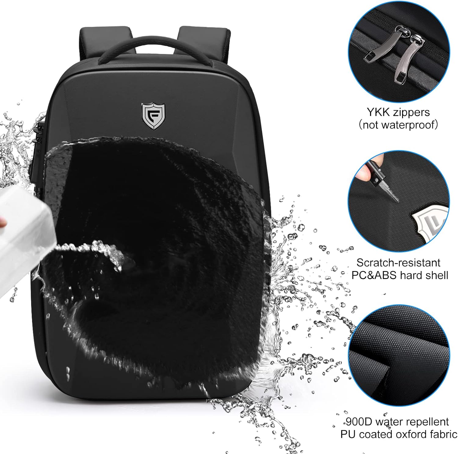 FENRUIEN Hardshell Backpack Expandable,Anti Theft Laptop Backpack for Men with USB Port,Water Resistant Computer Bag 17.3 Inch for Travel\/Business - Image 4