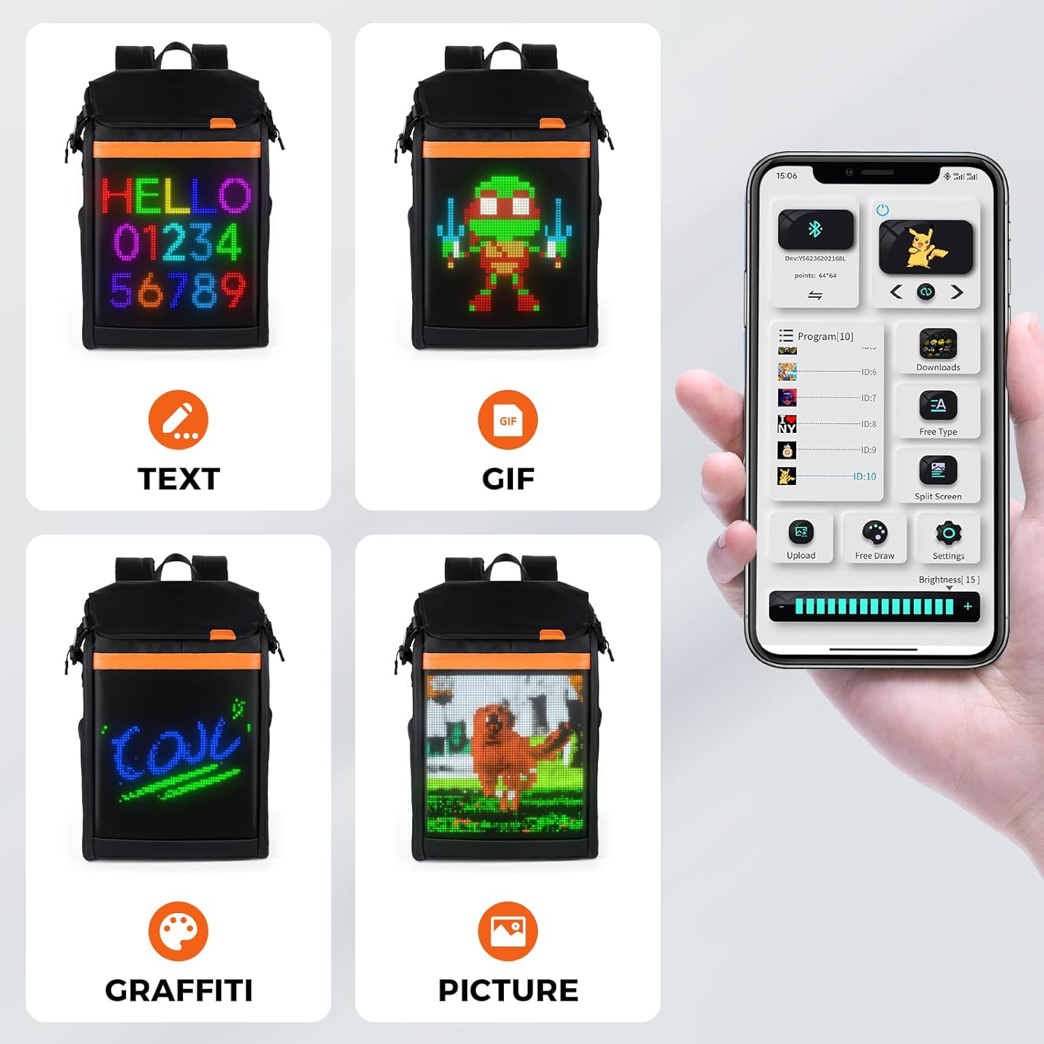 Gelrova LED Backpack Clash Serise 17inch, Travel Laptop Backpack, Business Durable Laptops Backpack, College Computer Bag Gifts for Men & Women Fits 15.6 Inch Notebook - Image 7