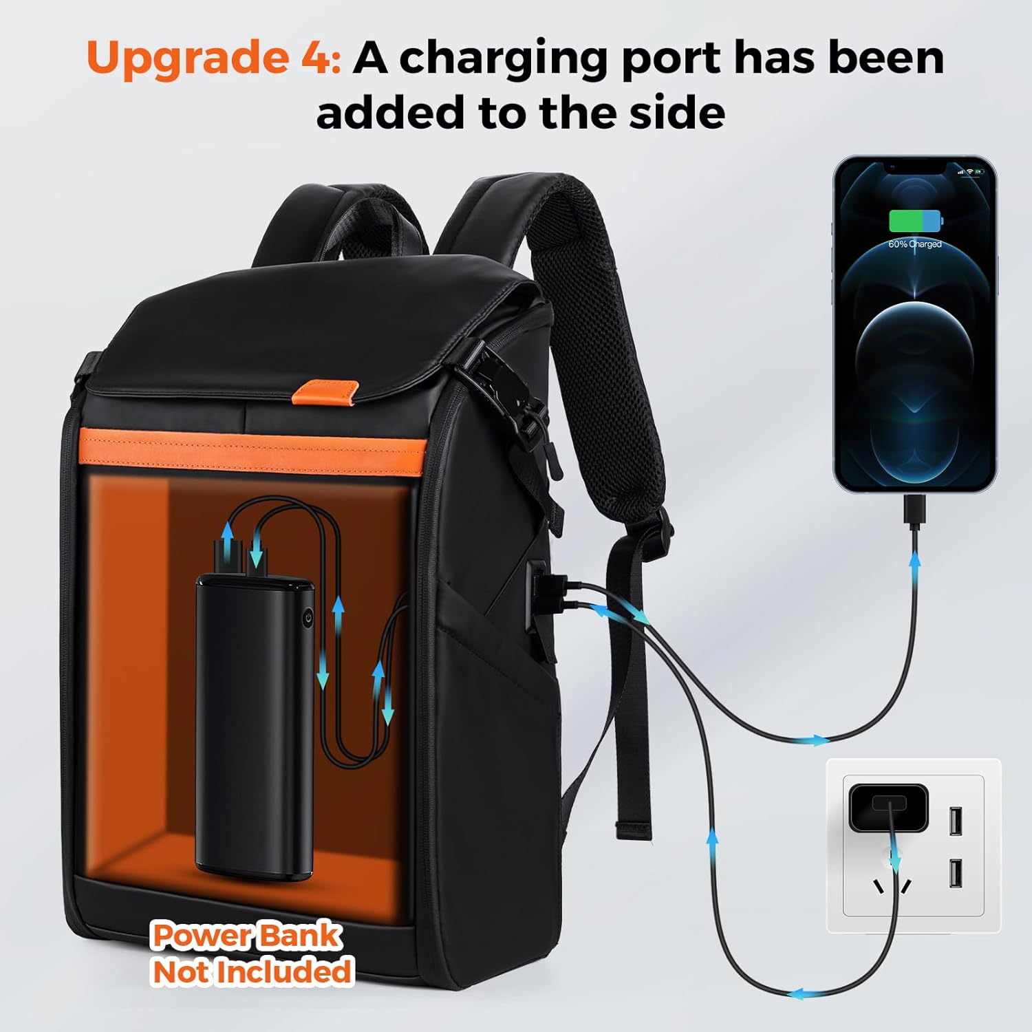 Gelrova LED Backpack Clash Serise 17inch, Travel Laptop Backpack, Business Durable Laptops Backpack, College Computer Bag Gifts for Men & Women Fits 15.6 Inch Notebook - Image 6