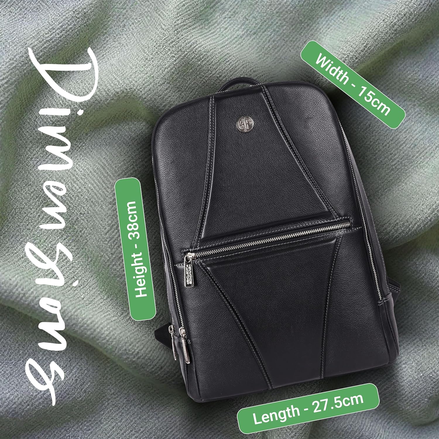 Hammonds Flycher Genuine Leather Travel Backpack for Men and Women, Stylish Travel Bag, 14" Laptop Bag, Durable & Spacious Laptop Backpack for Daily & Business Use - Black - Image 4