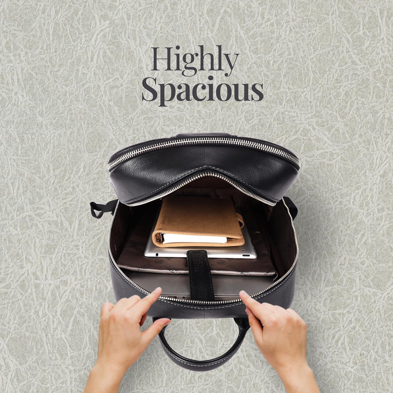 Hammonds Flycher Genuine Leather Travel Backpack for Men and Women, Stylish Travel Bag, 14" Laptop Bag, Durable & Spacious Laptop Backpack for Daily & Business Use - Black - Image 3