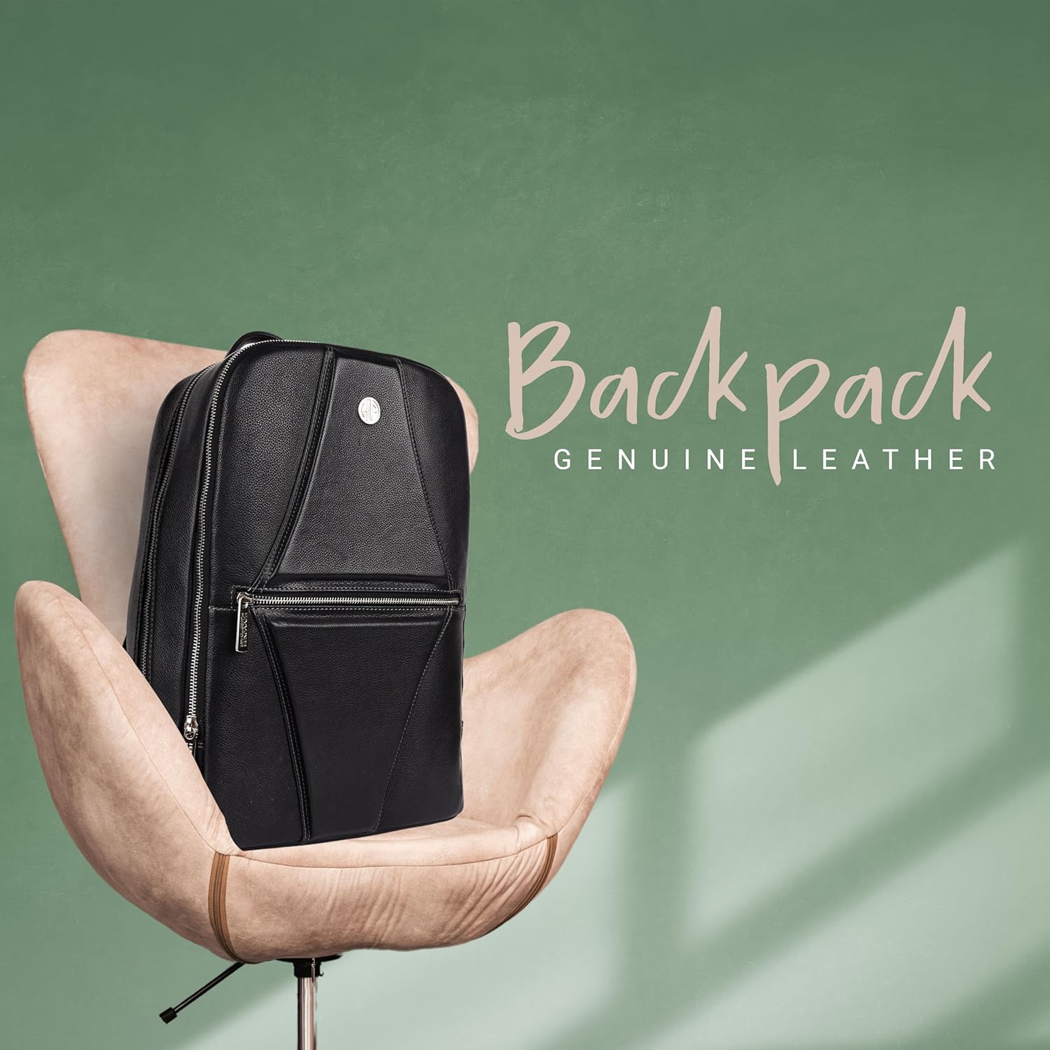 Hammonds Flycher Genuine Leather Travel Backpack for Men and Women, Stylish Travel Bag, 14" Laptop Bag, Durable & Spacious Laptop Backpack for Daily & Business Use - Black - Image 9