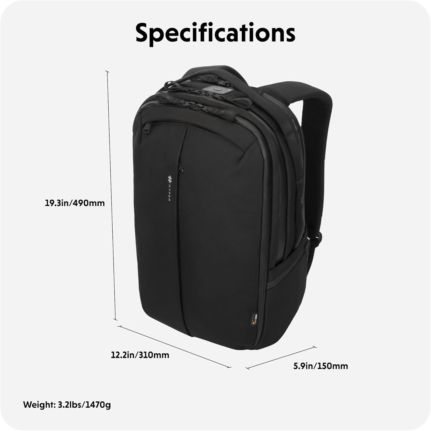 HyperPack Pro 22L Slim Travel Backpack with 'Find My' Compatibility - Fits up to 16” Laptop. Anti Theft w/RFID Protective Pocket. - Image 2