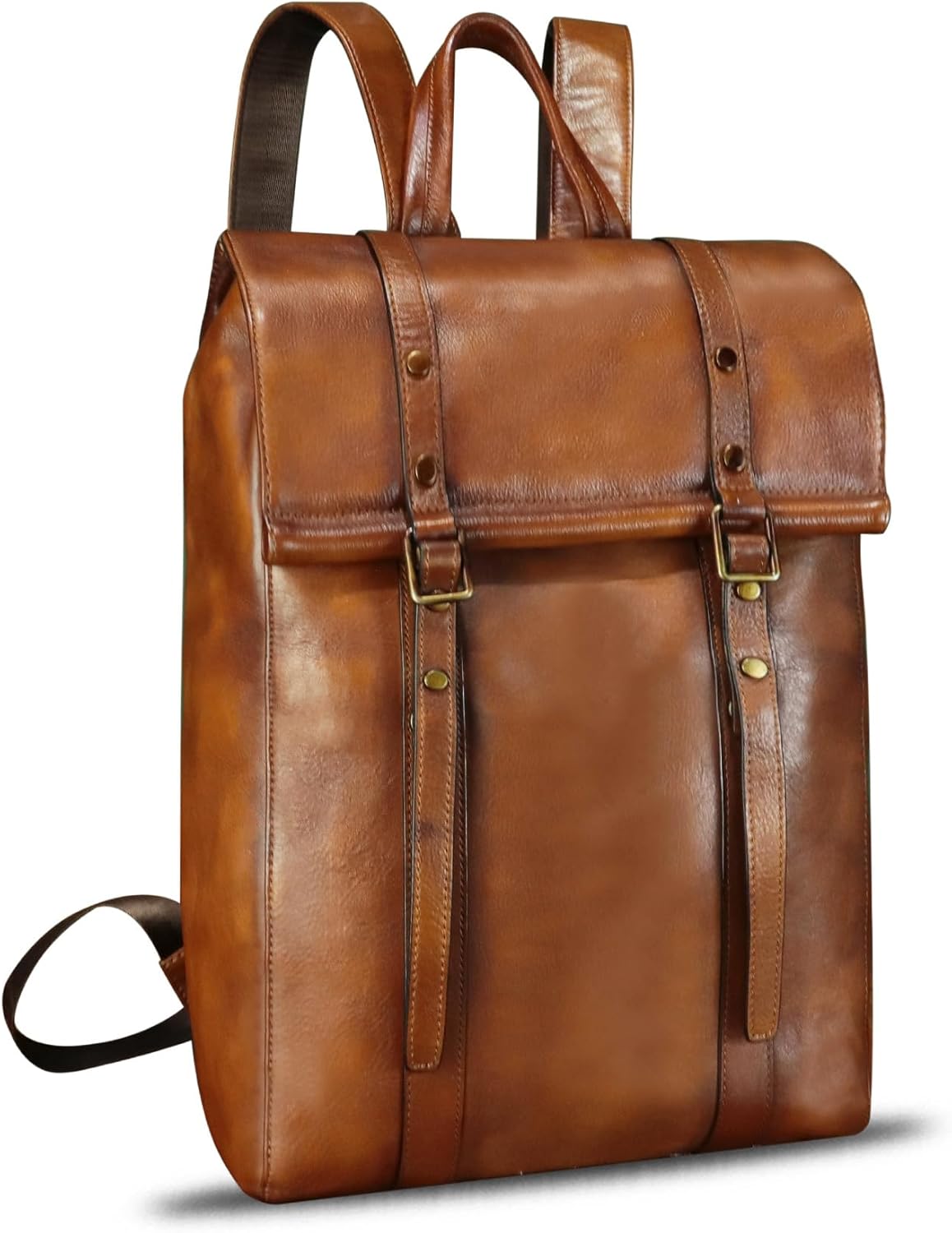 IVTG Genuine Leather Backpack for Men Vintage Handmade Leather Rucksack Knapsack Purse Daypack for Travel Laptop Notebook (Black) - Image 9