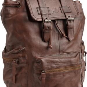 Jild Genuine Leather Backpack for Women or Men Carry-On Travel Backpack Shoulder Hiking Camping Vintage Leather Laptop Bag (Tan)