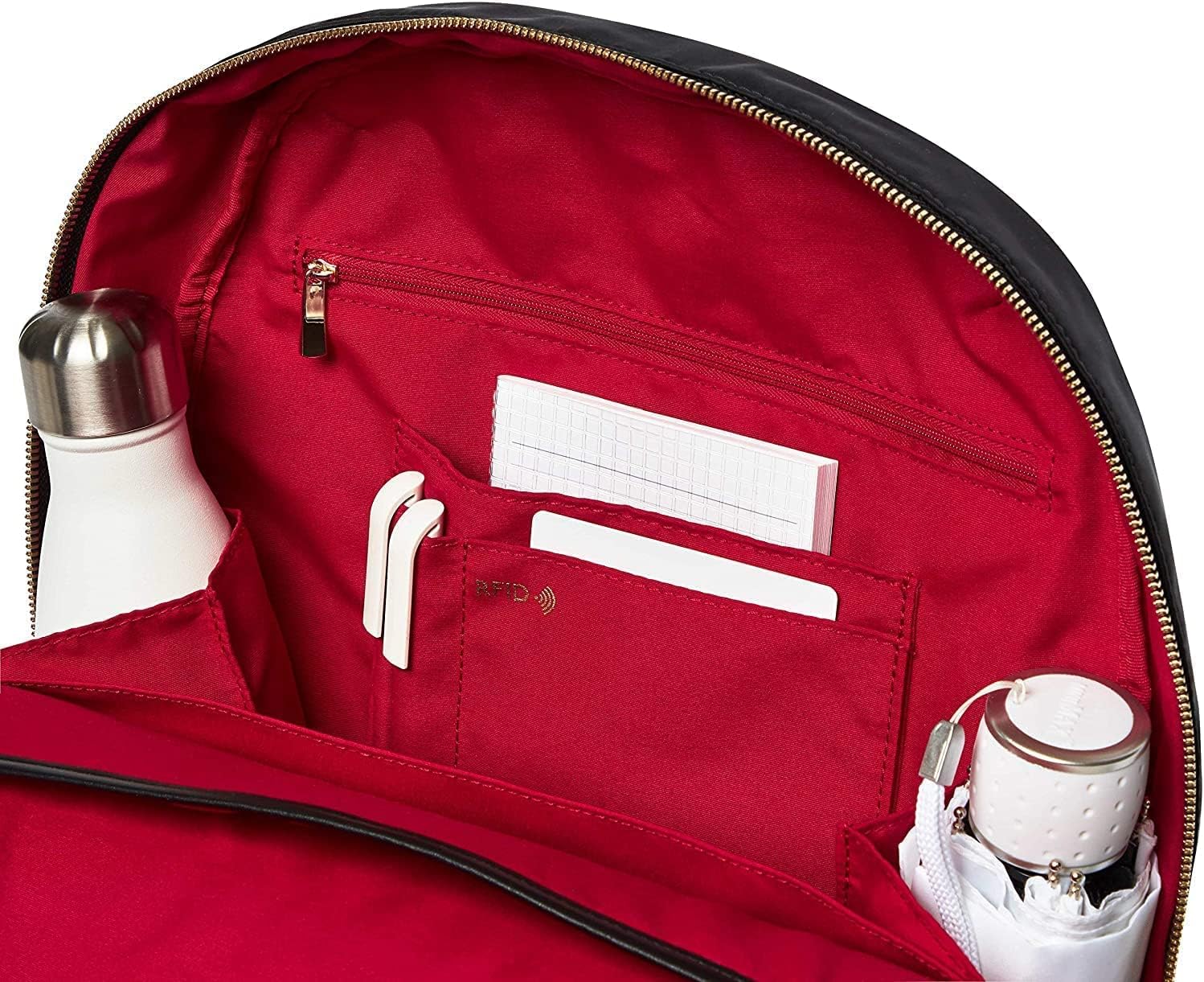 KNOMO Beauchamp Women's 14" Laptop Bag Computer Backpack Bookbag for Work, College, Travel Daypack Purse, Black, Golden Zip - Image 7