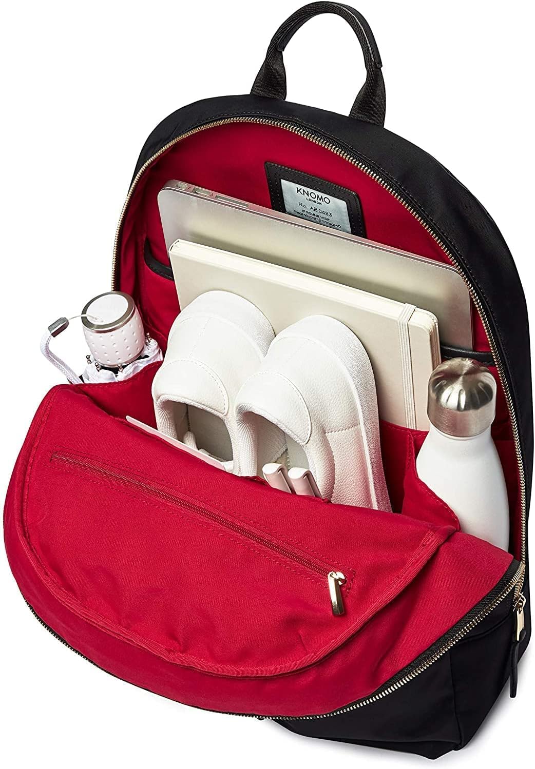 KNOMO Beauchamp Women's 14" Laptop Bag Computer Backpack Bookbag for Work, College, Travel Daypack Purse, Black, Golden Zip - Image 6