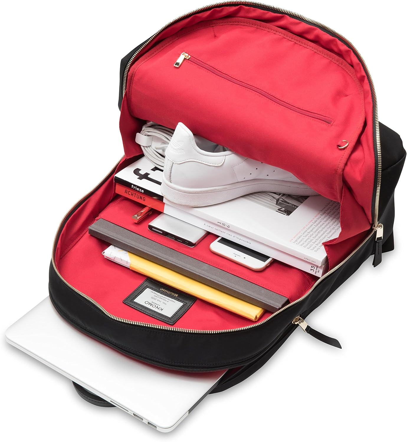 KNOMO Beaufort 15.6" Laptop Backpack Work Bag Purse for Women Large Travel Rucksack with Golden Zip, Black - Image 7