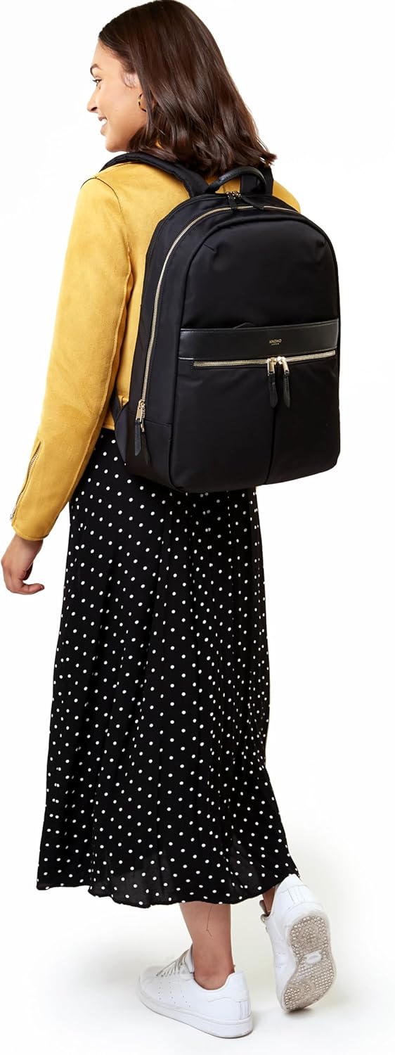 KNOMO Beaufort 15.6" Laptop Backpack Work Bag Purse for Women Large Travel Rucksack with Golden Zip, Black - Image 9