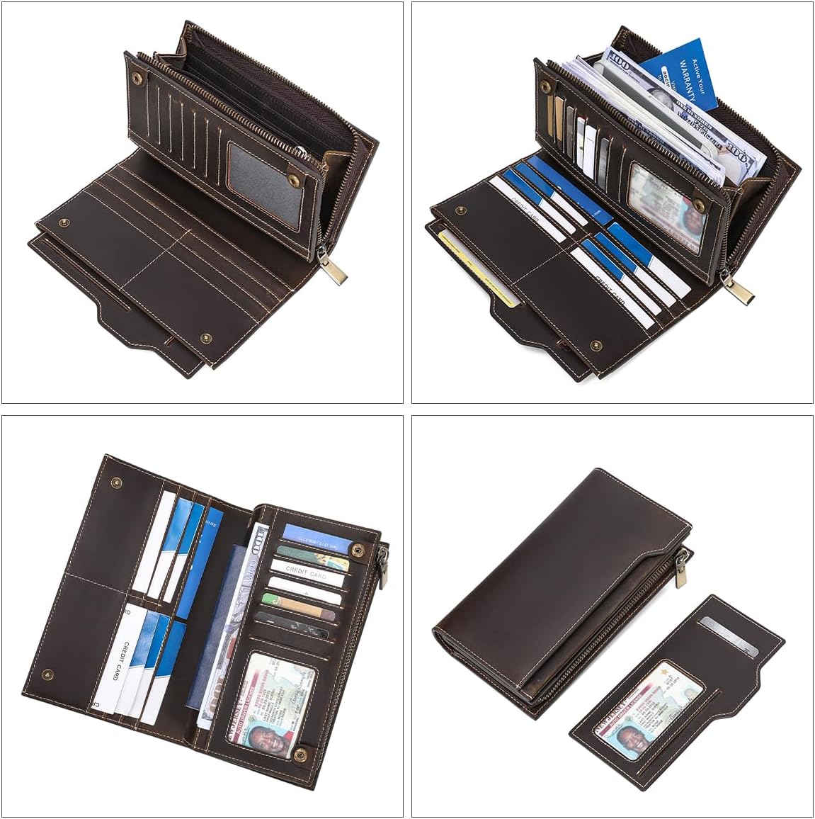 LANNSYNE Vegetable Tanned Leather Expandable Backpack for men & Grain Leather Travel Passport Long Wallet for Men/Women RFID Blocking - Image 7