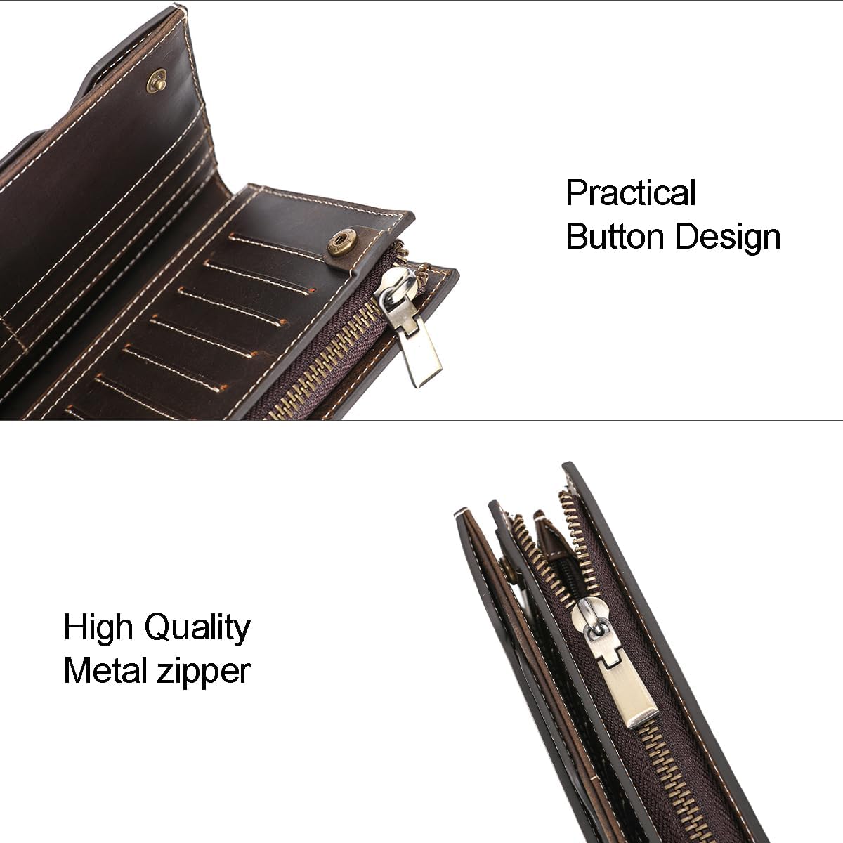 LANNSYNE Vegetable Tanned Leather Expandable Backpack for men & Grain Leather Travel Passport Long Wallet for Men/Women RFID Blocking - Image 9