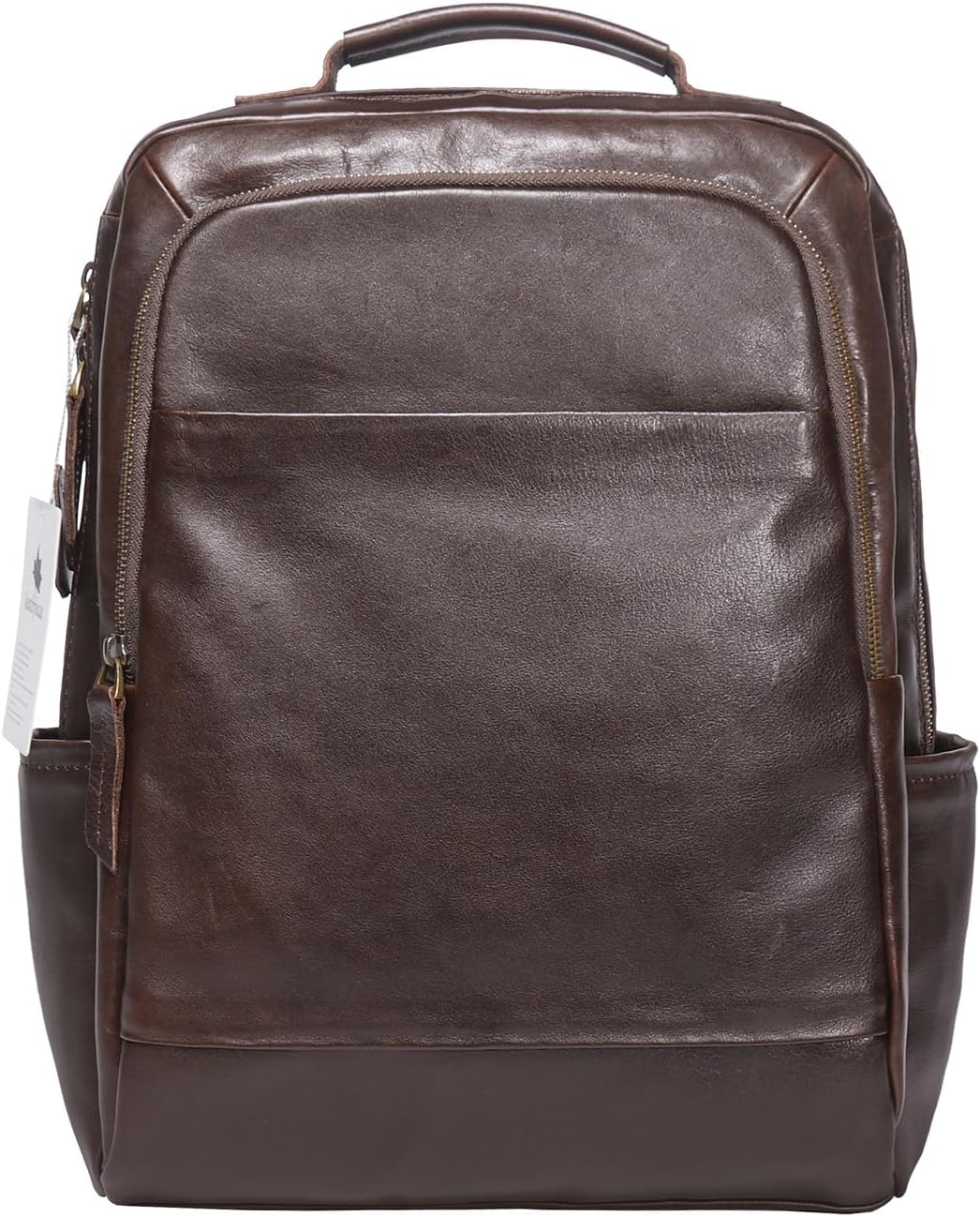 Men's Vintage Leather Backpack Classic 15.6 Inch Genuine Leather Laptop Backpack Business Travel Office Daypack Bag(Dark Brown) - Image 2