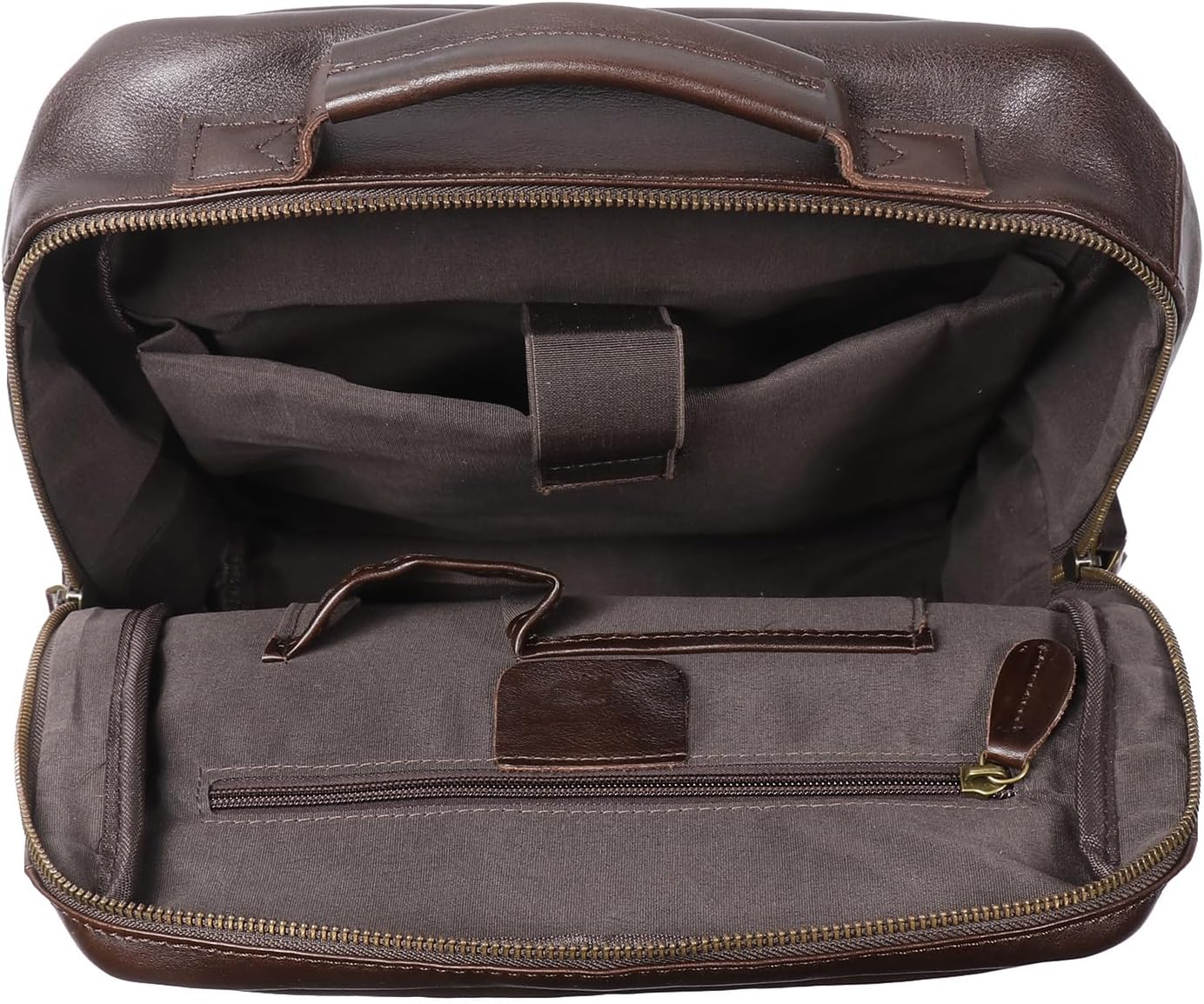 Men's Vintage Leather Backpack Classic 15.6 Inch Genuine Leather Laptop Backpack Business Travel Office Daypack Bag(Dark Brown) - Image 5