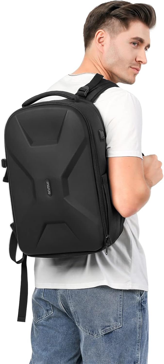 MOSISO 15.6-16 inch 35L Laptop Backpack with USB Charging Port for Women Men, Waterproof Hardshell Travel Business Computer Bag, Anti-Theft Daypack with Luggage Strap, Black - Image 7