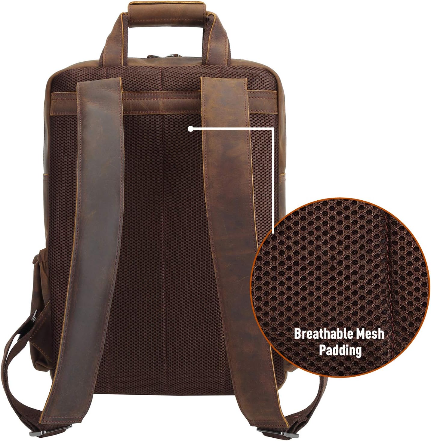 Polare Cowhide Leather Multiple Laptop Backpack Day Pack Travel Bag Satchel For Men - Image 4