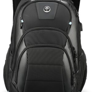 Swissdigital Design TSA Business Laptop Backpack for Men, Large Capacity Travel Backpack with Apple Find My Network and USB Charging Port Tech Backpacks Fits 17 Inch Computer Black| SD1643FB-01