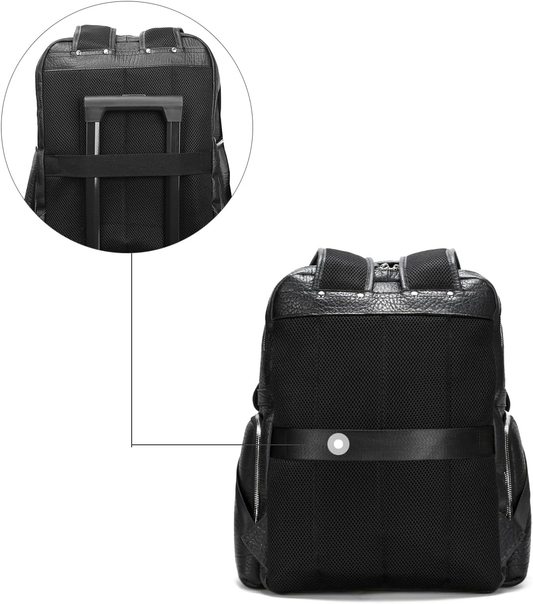 Taertii Leather Backpack For 17.3" Laptop, Travel Weekender Large Capacity Business Travel Hiking Overnight Shoulder Daypacks 36L, Black - Image 4