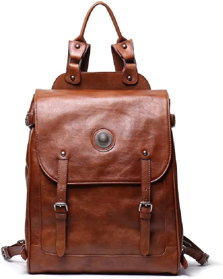 TEOYETTSF Vintage Genuine Leather Laptop Backpack Travel Bags