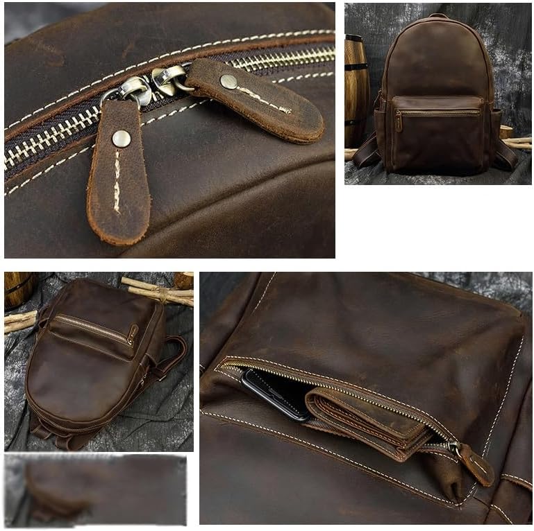 THJKUPO Backpack for Men Laptop Brown Travel Rusack Casual Daypack - Image 6