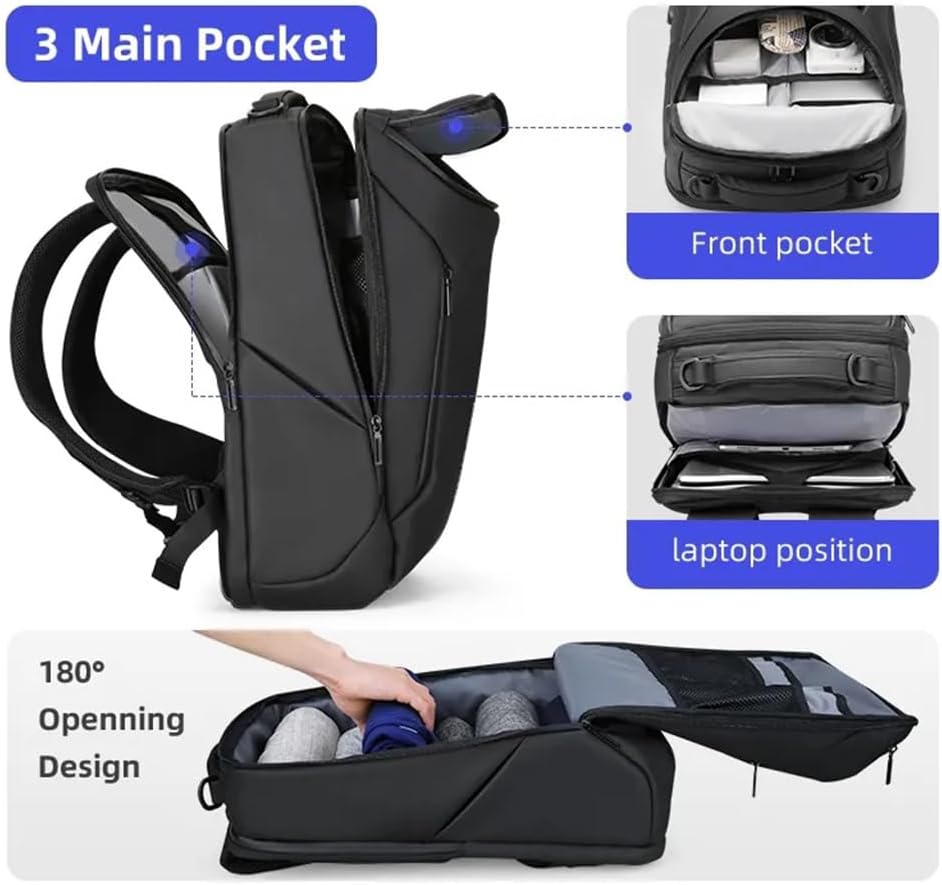 THJKUPO Large Capacity Men's Backpack Portable Lightweight Waterproof Travel Bag 16 Inch Anti-theft Laptop Bag - Image 5