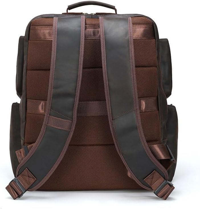 THJKUPO Retro Travel Backpack Men's Genuine Leather Computer Bag Outdoor Large Capacity Backpack Men's - Image 3