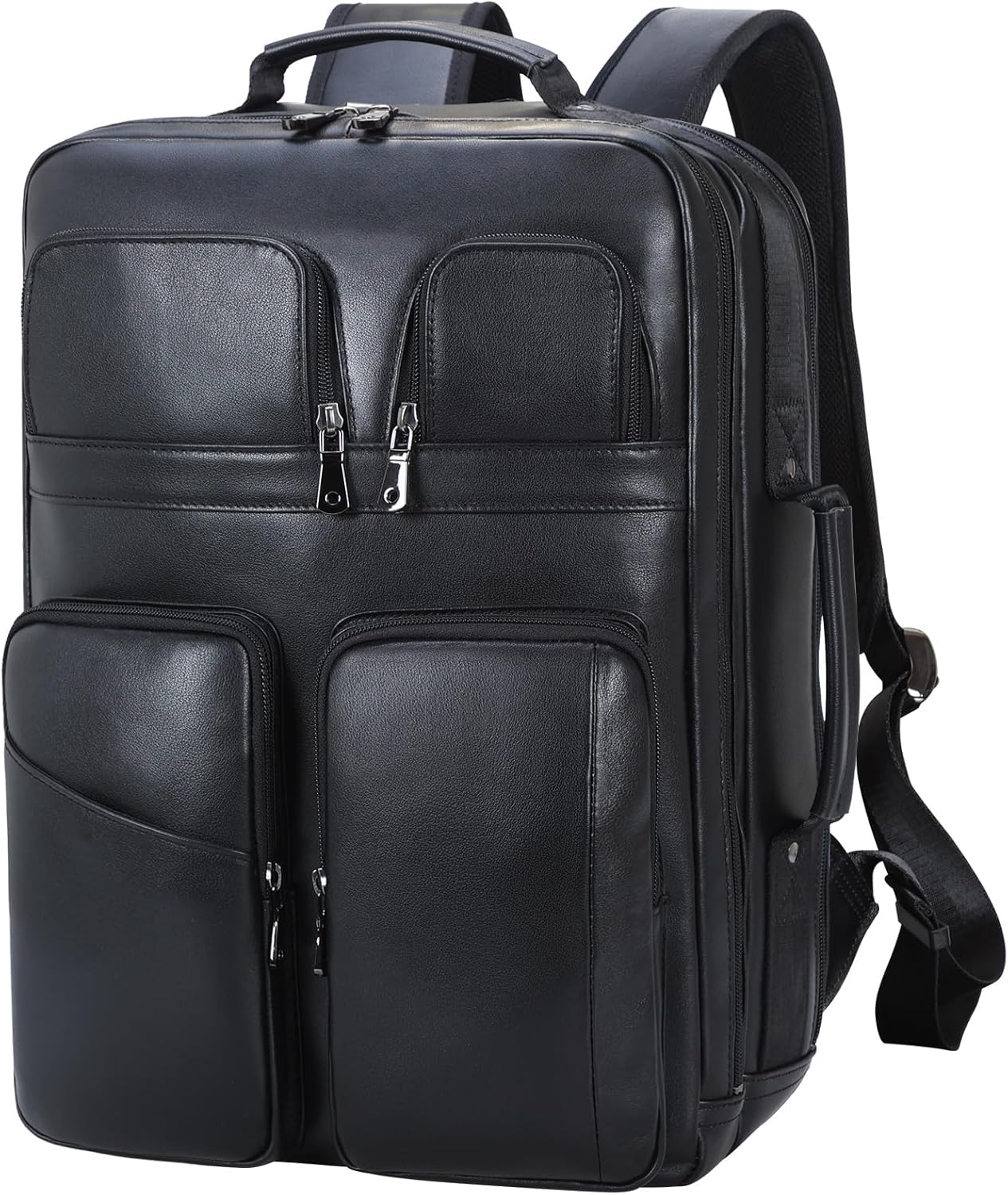 TIDING 17.3" Full Grain Leather Laptop Backpack for Men Multi Pockets Casual Daypack Business Travel Rucksack - Image 8