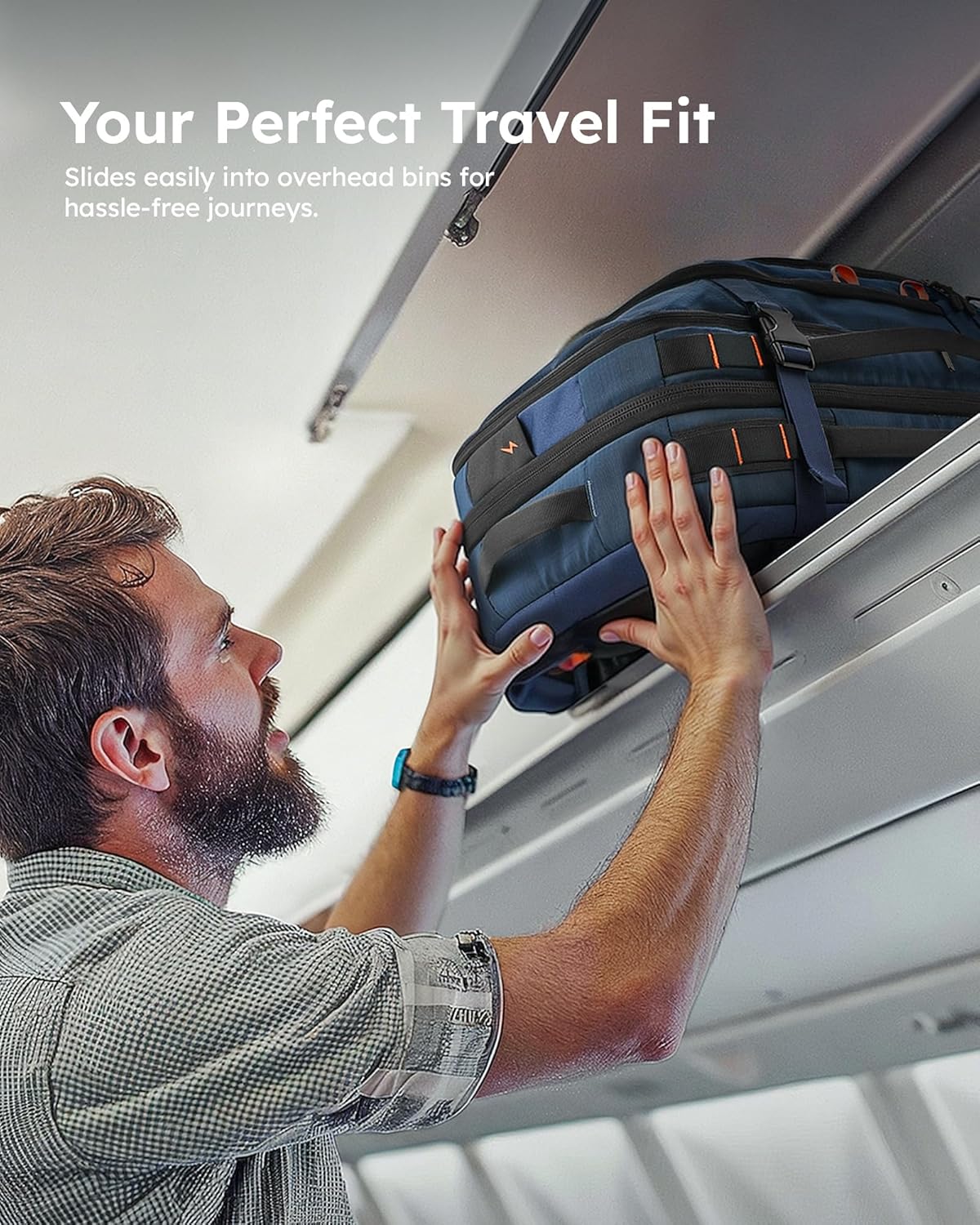 Tolaccea Travel Backpack, TSA Friendly Flight Approved Carry-on Luggage Water-resistant Business Rucksack, Durable Large Computer Bag Daypack Fits 15.6 Inch Laptop, 35-45L Expandable - Navy - Image 6